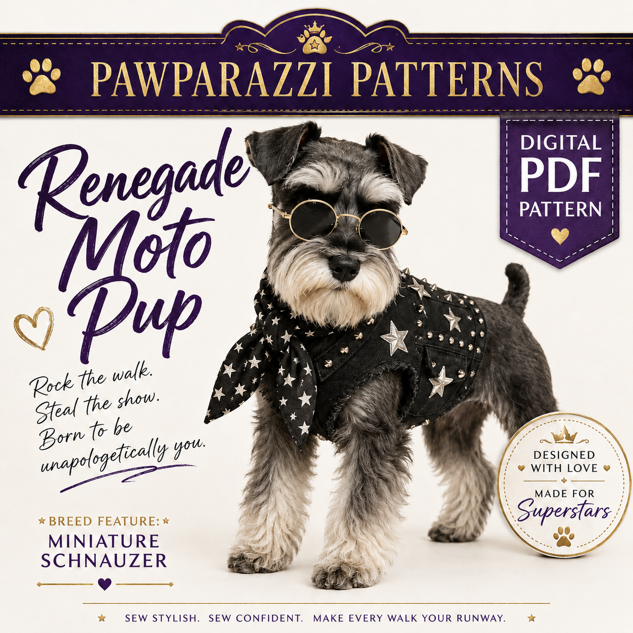 Renegade Moto Pup digital sewing pattern cover