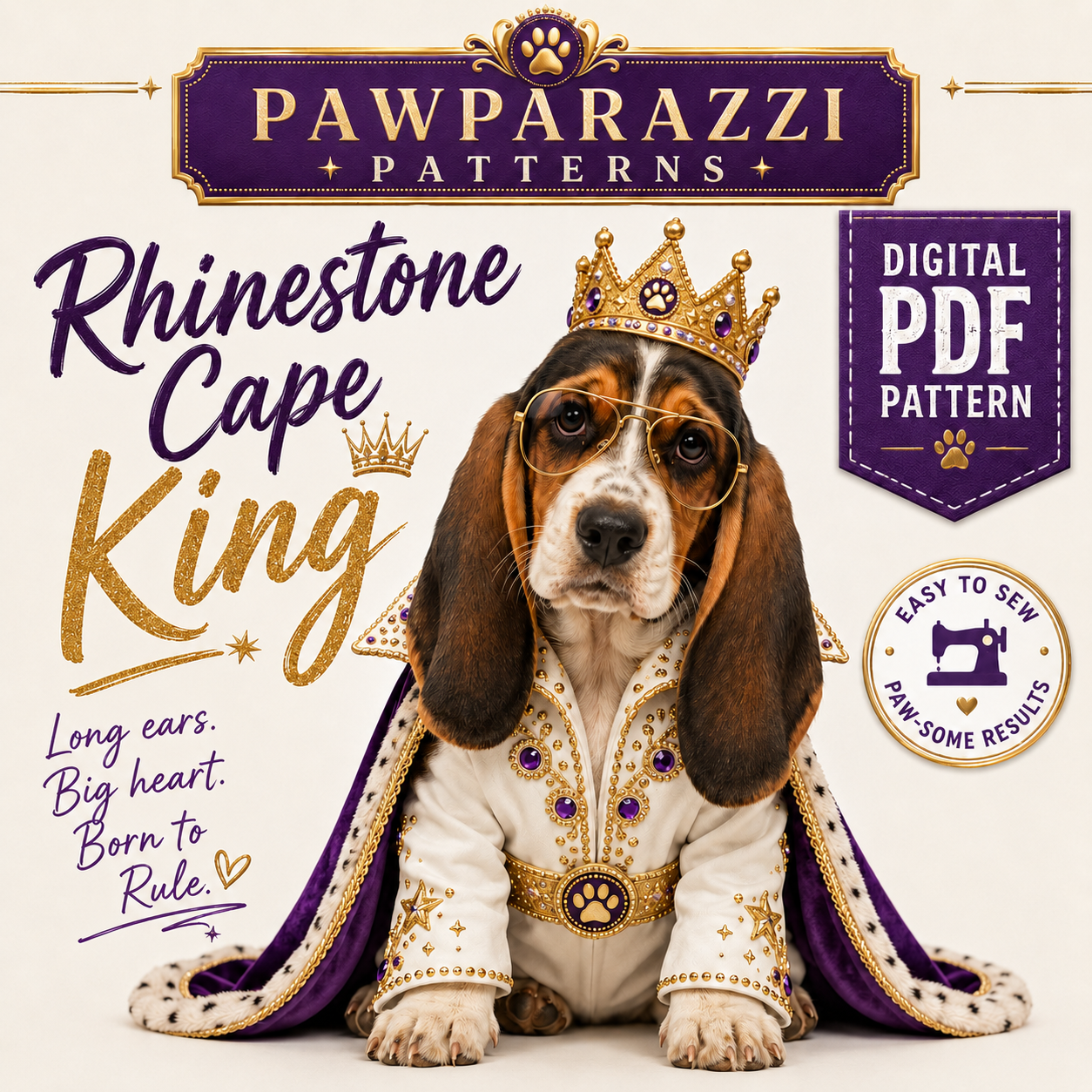 Rhinestone Cape King digital sewing pattern cover