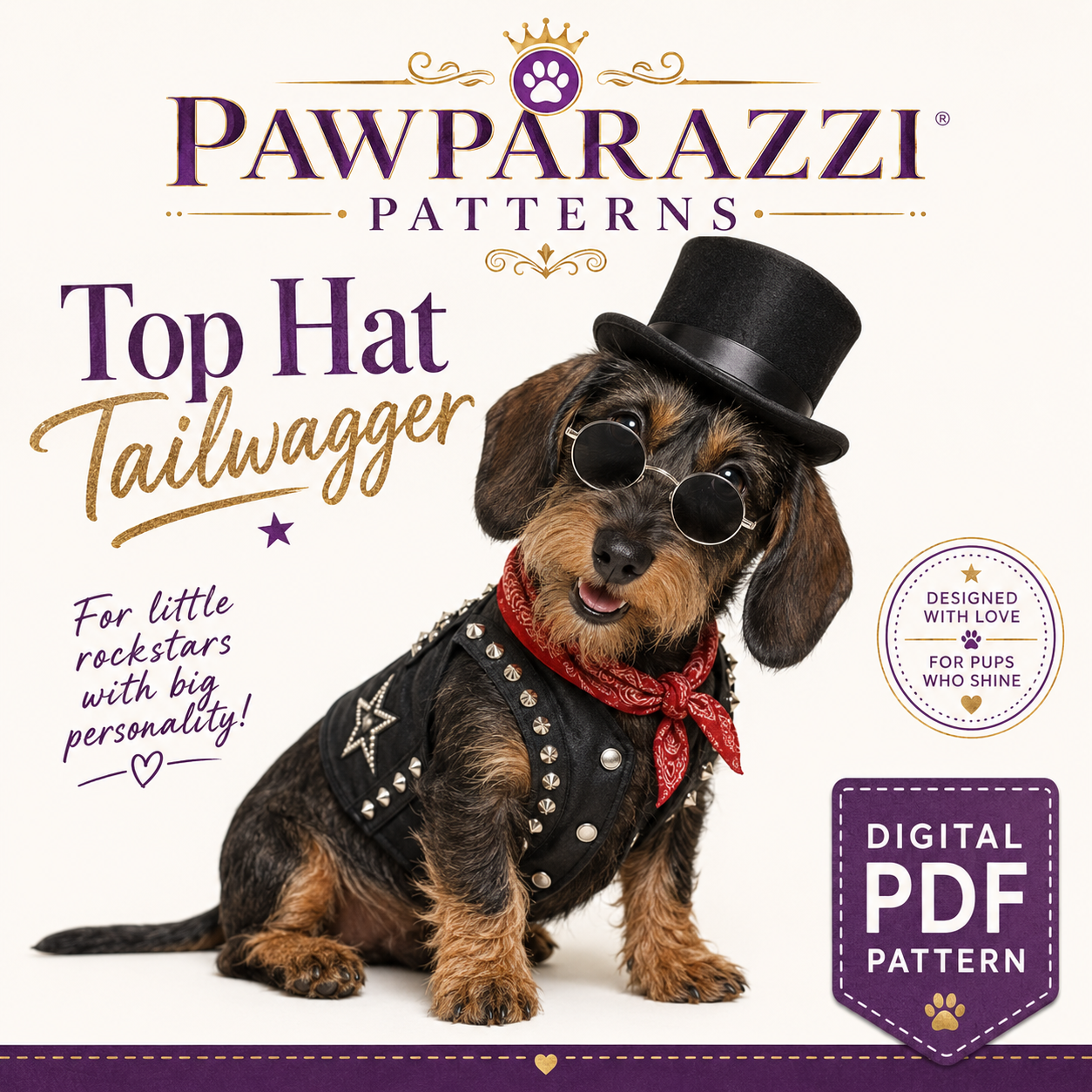 Top Hat Tailwagger digital sewing pattern cover