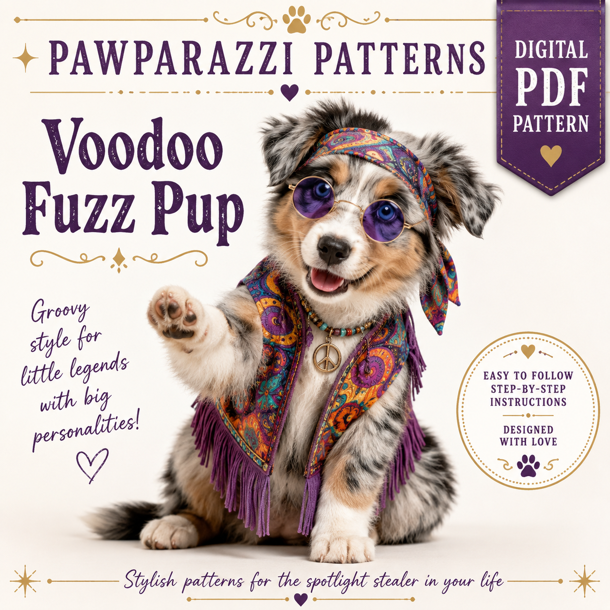 Voodoo Fuzz Pup digital sewing pattern cover